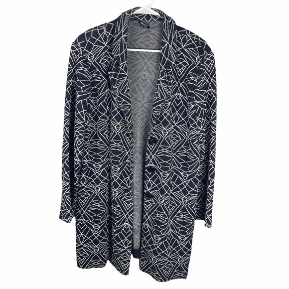 Misook Sweaters - Misook abstract print sweater jacket cardigan navy